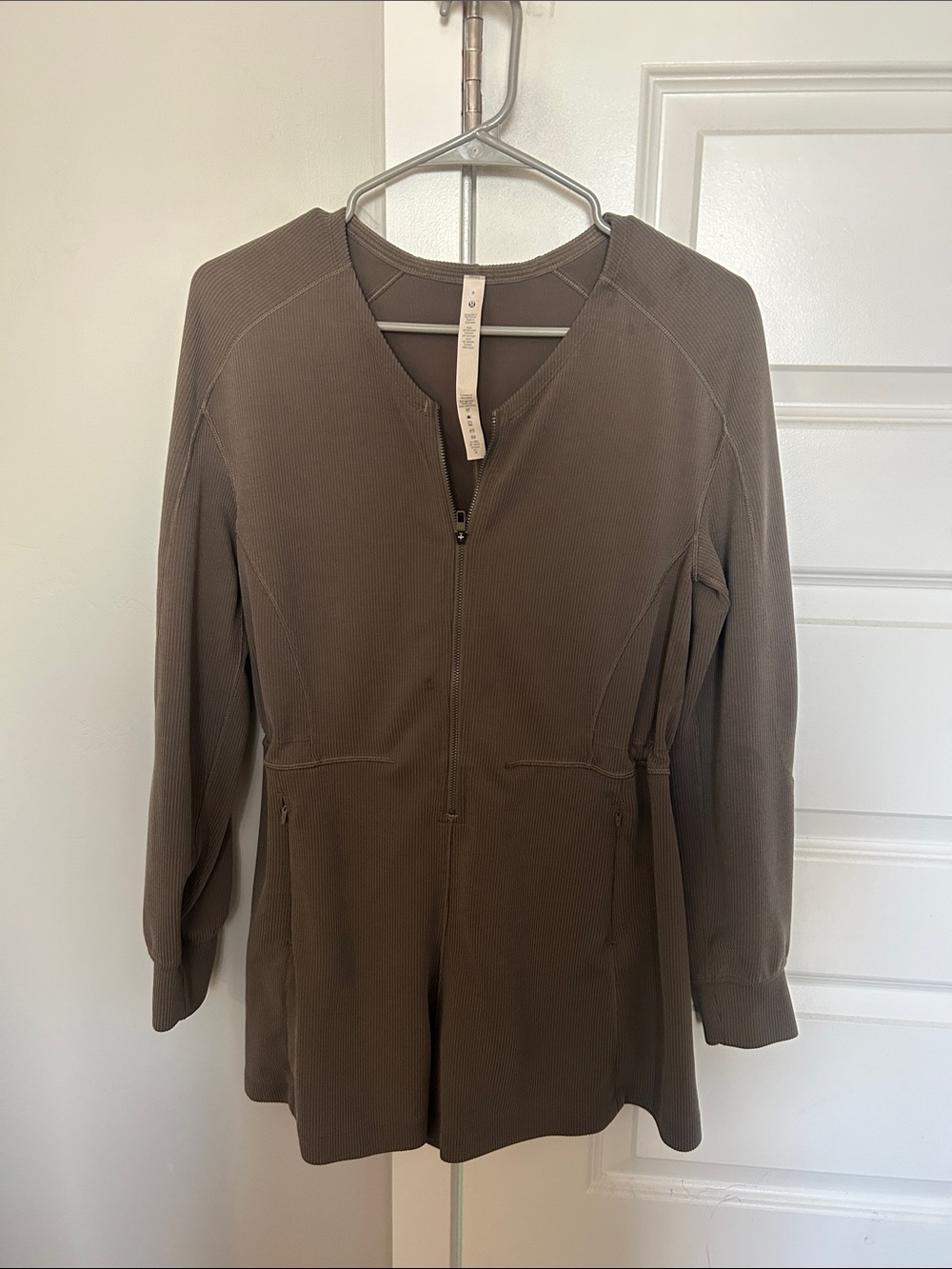 lululemon athletica Women's Olive Brown Zip-Front Romper